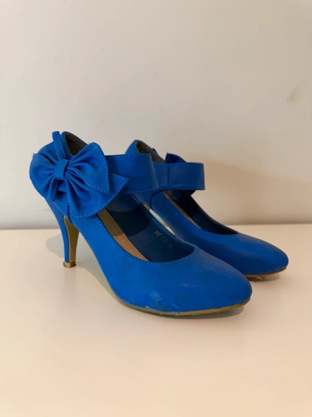 Blue Bow Detail Mary Jane Heels